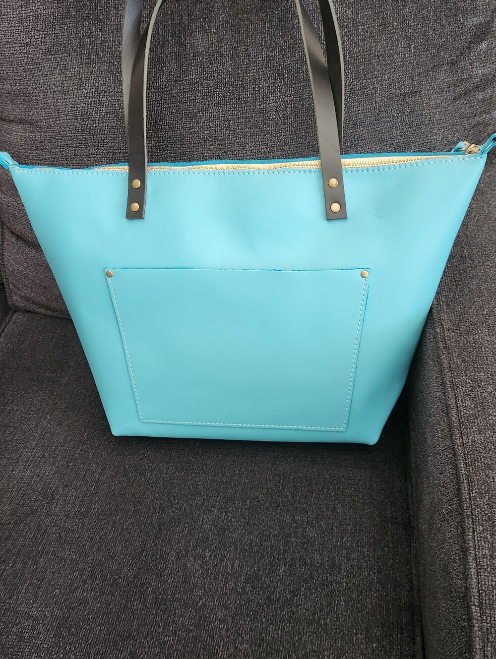 Women's Light But Bright  "Blue Paradise" Tote Bag with Dark Handles